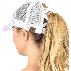 imageCC Ponycap Messy High Bun Ponytail Adjustable Mesh Trucker Baseball Cap HatCriss Cross Mesh Cotton Candy