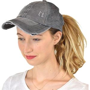 imageCC Ponycap Messy High Bun Ponytail Adjustable Mesh Trucker Baseball Cap HatCriss Cross Mesh Gray