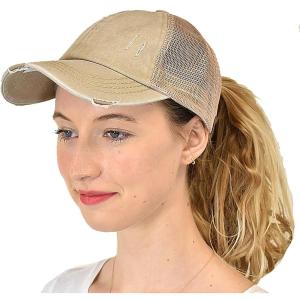 imageCC Ponycap Messy High Bun Ponytail Adjustable Mesh Trucker Baseball Cap HatCriss Cross Mesh Khaki