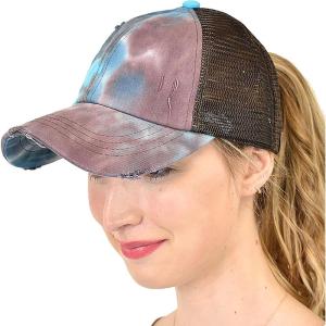 imageCC Ponycap Messy High Bun Ponytail Adjustable Mesh Trucker Baseball Cap HatCriss Cross Mesh Tie Dye Brown