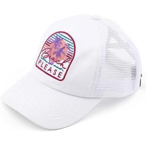 imageCC Ponycap Messy High Bun Ponytail Adjustable Mesh Trucker Baseball Cap HatCriss Cross Patch Beach Please  White