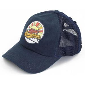 imageCC Ponycap Messy High Bun Ponytail Adjustable Mesh Trucker Baseball Cap HatCriss Cross Patch Hello Sunshine  Navy