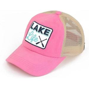 imageCC Ponycap Messy High Bun Ponytail Adjustable Mesh Trucker Baseball Cap HatCriss Cross Patch Lake Life  Pink