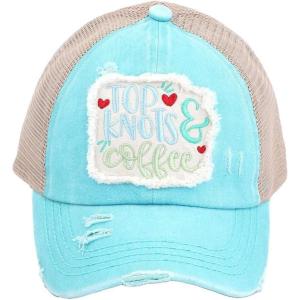 imageCC Ponycap Messy High Bun Ponytail Adjustable Mesh Trucker Baseball Cap HatCriss Cross Patch Top Knots  Coffee  Mint