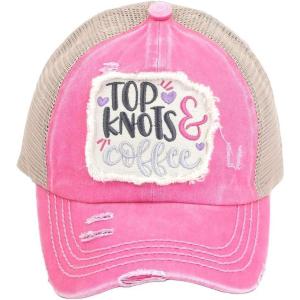 imageCC Ponycap Messy High Bun Ponytail Adjustable Mesh Trucker Baseball Cap HatCriss Cross Patch Top Knots  Coffee  Pink