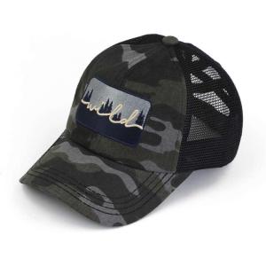 imageCC Ponycap Messy High Bun Ponytail Adjustable Mesh Trucker Baseball Cap HatCriss Cross Patch Wild  Black Camo