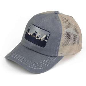 imageCC Ponycap Messy High Bun Ponytail Adjustable Mesh Trucker Baseball Cap HatCriss Cross Patch Wild  Gray