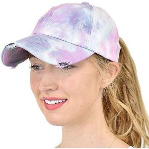imageCC Ponycap Messy High Bun Ponytail Adjustable Mesh Trucker Baseball Cap HatCriss Cross Tie Dye Baby Pink
