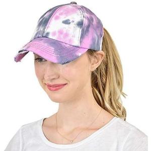 imageCC Ponycap Messy High Bun Ponytail Adjustable Mesh Trucker Baseball Cap HatCriss Cross Tie Dye Gray