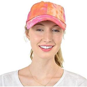 imageCC Ponycap Messy High Bun Ponytail Adjustable Mesh Trucker Baseball Cap HatCriss Cross Tie Dye Orange