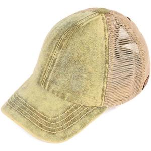 imageCC Ponycap Messy High Bun Ponytail Adjustable Mesh Trucker Baseball Cap HatDenimhoney Mustard