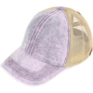 imageCC Ponycap Messy High Bun Ponytail Adjustable Mesh Trucker Baseball Cap HatDenimpurple
