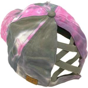 imageCC Ponycap Messy High Bun Ponytail Adjustable Mesh Trucker Baseball Cap HatDistressed Tie Dye Grey