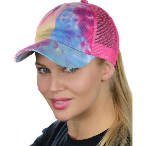 imageCC Ponycap Messy High Bun Ponytail Adjustable Mesh Trucker Baseball Cap HatDye Hot Pink