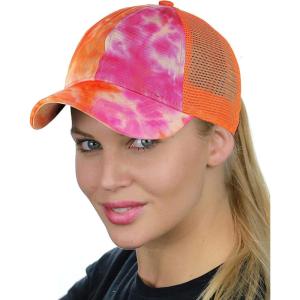 imageCC Ponycap Messy High Bun Ponytail Adjustable Mesh Trucker Baseball Cap HatDye Orange