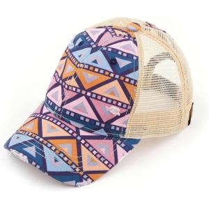 imageCC Ponycap Messy High Bun Ponytail Adjustable Mesh Trucker Baseball Cap HatFull Aztec  Mauve