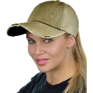 imageCC Ponycap Messy High Bun Ponytail Adjustable Mesh Trucker Baseball Cap HatLadder Olive