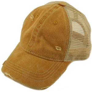 imageCC Ponycap Messy High Bun Ponytail Adjustable Mesh Trucker Baseball Cap HatMustard