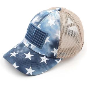 imageCC Ponycap Messy High Bun Ponytail Adjustable Mesh Trucker Baseball Cap HatNavy