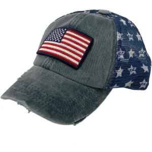 imageCC Ponycap Messy High Bun Ponytail Adjustable Mesh Trucker Baseball Cap HatPatch American Flag