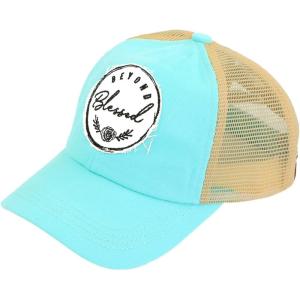 imageCC Ponycap Messy High Bun Ponytail Adjustable Mesh Trucker Baseball Cap HatPatch Beyond Blessed Mint