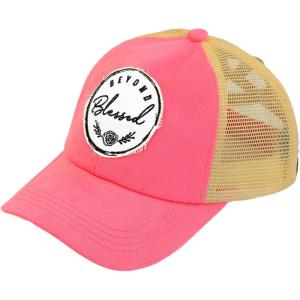 imageCC Ponycap Messy High Bun Ponytail Adjustable Mesh Trucker Baseball Cap HatPatch Beyond Blessed Pink
