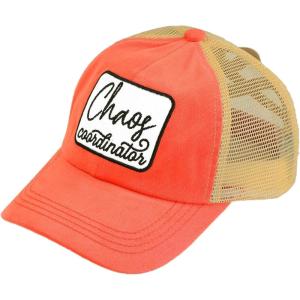 imageCC Ponycap Messy High Bun Ponytail Adjustable Mesh Trucker Baseball Cap HatPatch Chaos Coordiator Coral