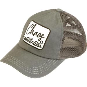 imageCC Ponycap Messy High Bun Ponytail Adjustable Mesh Trucker Baseball Cap HatPatch Chaos Coordiator Grey
