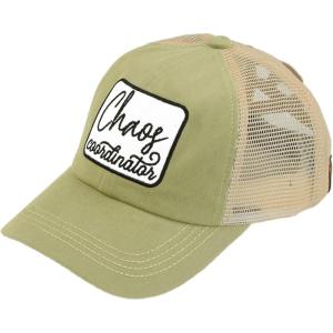 imageCC Ponycap Messy High Bun Ponytail Adjustable Mesh Trucker Baseball Cap HatPatch Chaos Coordiator Olive
