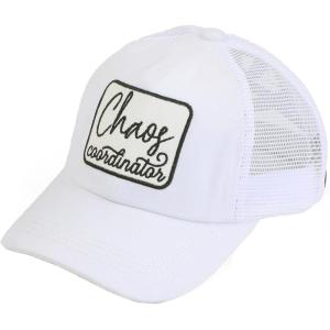 imageCC Ponycap Messy High Bun Ponytail Adjustable Mesh Trucker Baseball Cap HatPatch Chaos Coordiator White