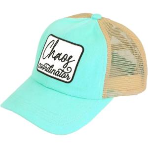 imageCC Ponycap Messy High Bun Ponytail Adjustable Mesh Trucker Baseball Cap HatPatch Chaos Coordinator Mint
