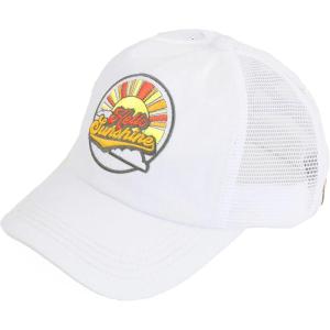 imageCC Ponycap Messy High Bun Ponytail Adjustable Mesh Trucker Baseball Cap HatPatch Hello Sunshine White