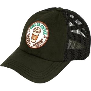 imageCC Ponycap Messy High Bun Ponytail Adjustable Mesh Trucker Baseball Cap HatPatch Runs on Coffee Black