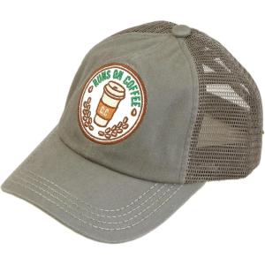 imageCC Ponycap Messy High Bun Ponytail Adjustable Mesh Trucker Baseball Cap HatPatch Runs on Coffee Grey