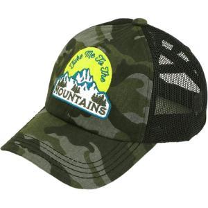 imageCC Ponycap Messy High Bun Ponytail Adjustable Mesh Trucker Baseball Cap HatPatch Take Me to the Mountains Black Camo