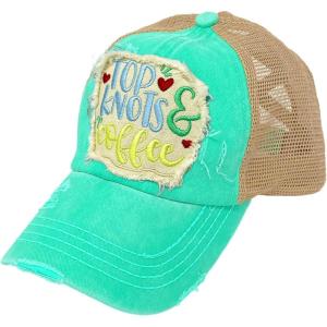 imageCC Ponycap Messy High Bun Ponytail Adjustable Mesh Trucker Baseball Cap HatPatch Top Knots  Coffee Mint