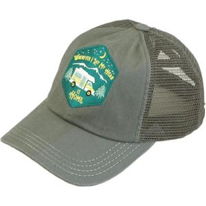 imageCC Ponycap Messy High Bun Ponytail Adjustable Mesh Trucker Baseball Cap HatPatch Wherever I Lay My Head Grey