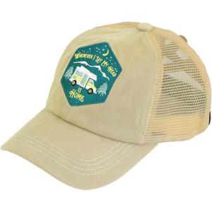 imageCC Ponycap Messy High Bun Ponytail Adjustable Mesh Trucker Baseball Cap HatPatch Wherever I Lay My Head Khaki
