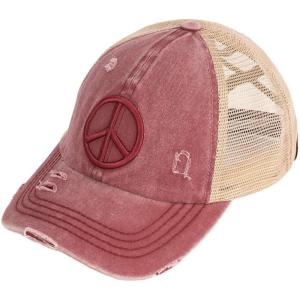 imageCC Ponycap Messy High Bun Ponytail Adjustable Mesh Trucker Baseball Cap HatPeace Sign  Berry