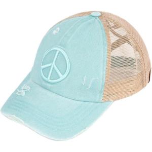 imageCC Ponycap Messy High Bun Ponytail Adjustable Mesh Trucker Baseball Cap HatPeace Sign  Mint