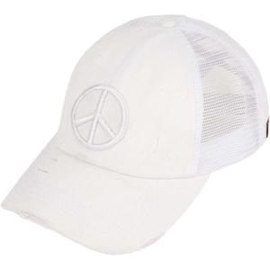 imageCC Ponycap Messy High Bun Ponytail Adjustable Mesh Trucker Baseball Cap HatPeace Sign  White