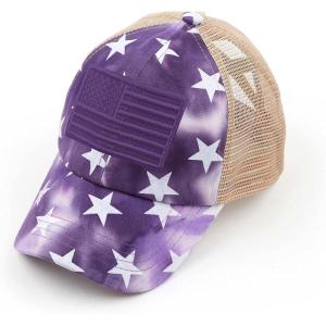 imageCC Ponycap Messy High Bun Ponytail Adjustable Mesh Trucker Baseball Cap HatPurple
