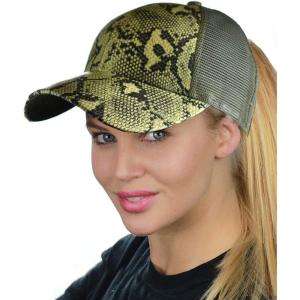 imageCC Ponycap Messy High Bun Ponytail Adjustable Mesh Trucker Baseball Cap HatSnake Print Avocado