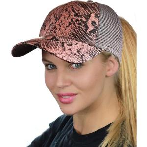 imageCC Ponycap Messy High Bun Ponytail Adjustable Mesh Trucker Baseball Cap HatSnake Print Rose