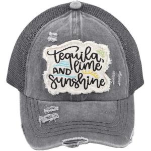 imageCC Ponycap Messy High Bun Ponytail Adjustable Mesh Trucker Baseball Cap HatTequila Lime and Sunshine  Charcoal