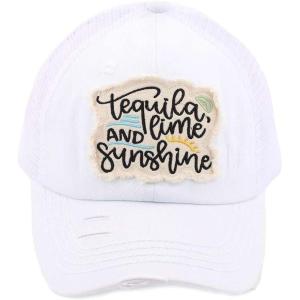 imageCC Ponycap Messy High Bun Ponytail Adjustable Mesh Trucker Baseball Cap HatTequila Lime and Sunshine  White
