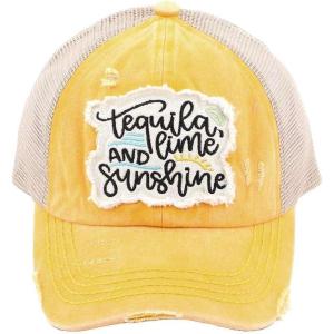 imageCC Ponycap Messy High Bun Ponytail Adjustable Mesh Trucker Baseball Cap HatTequila Lime and Sunshine  Yellow
