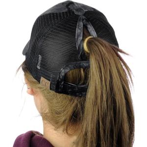 imageCC Ponycap Messy High Bun Ponytail Adjustable Mesh Trucker Baseball Cap HatTie Dyeblack