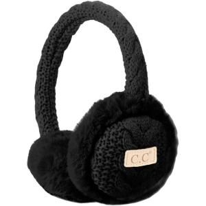 imageCC Kids Cable Knit And Faux Fur Sherpa EarmuffsCable Knit  Black