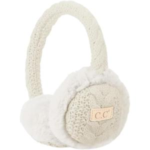 imageCC Kids Cable Knit And Faux Fur Sherpa EarmuffsCable Knit  Ivory